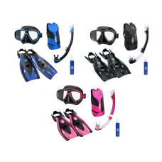 Tusa Premium Mask, Snorkel, Fins, Bag, Anti-Fog Snorkeling Combo Package Set