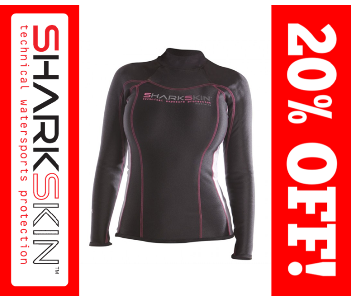 Sharkskin Chillproof Long Sleeve Black Pink Womens Top - SELL OFF!
